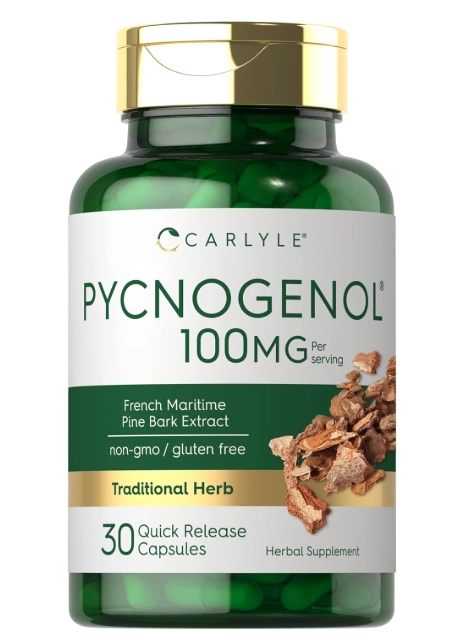 Pycnogenol 100mg, Com Casca de Pinheiro Marítimo,  30 Cápsulas, Carlyle