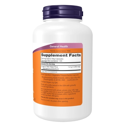 Red Yeast Rice 600mg, 120 Cápsulas, Now