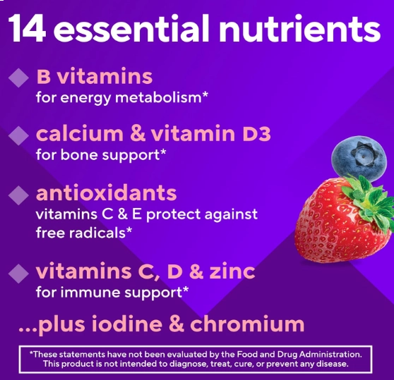 Multivitamínico feminino, Vitaminas Diárias A, C, D, E, B-6 e B-12, 150 Gomas, Vitafusion