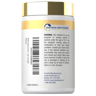 NAD+ 1000mg Complex com Peptídeos de Colágeno, 60 Cápsulas, Carlyle
