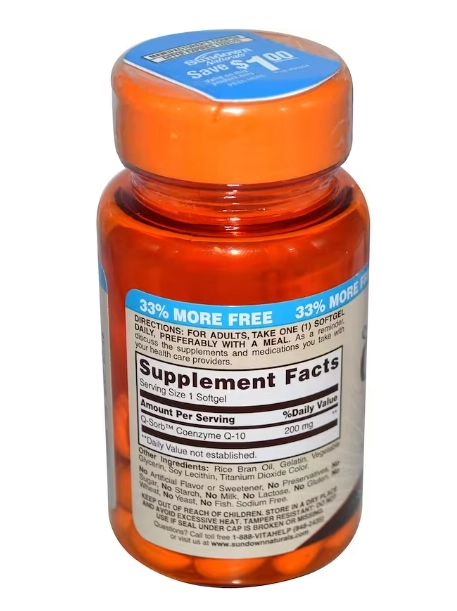 Coenzima CoQ10, 200mg Q-Sorb, 40 Cápsulas, Sundown