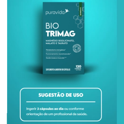 Bio TriMag Magnésio, 120 cápsulas, Puravida