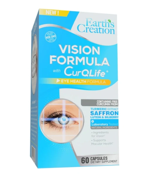 Vision Care, Cuidados com a visão com CurQLife, 60 cápsulas, Earth´s Creation
