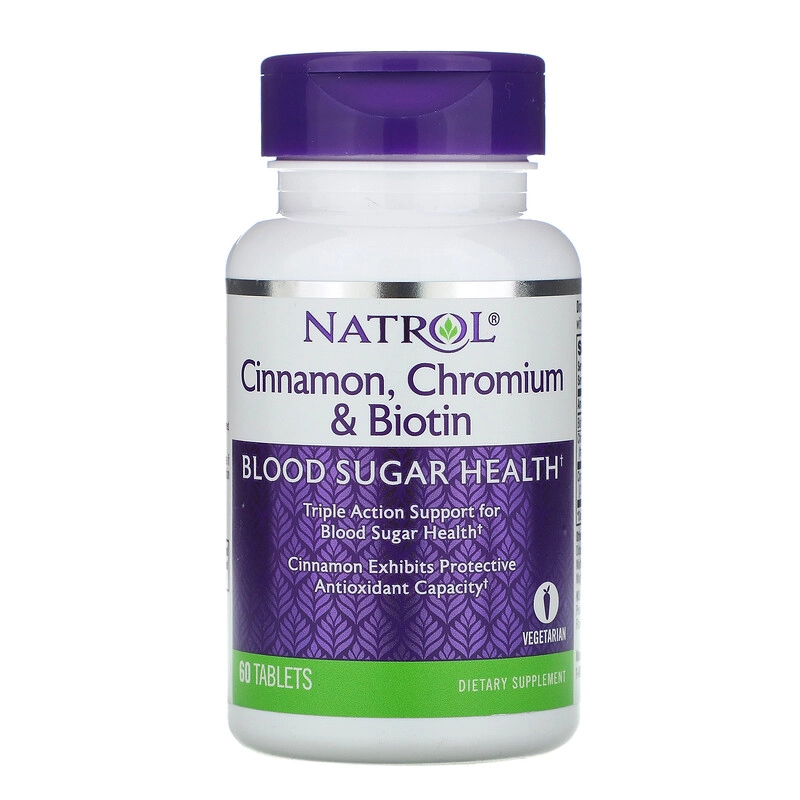 Canela (Cinnamon), Cromo e Biotina, 60 Comprimidos, Natrol
