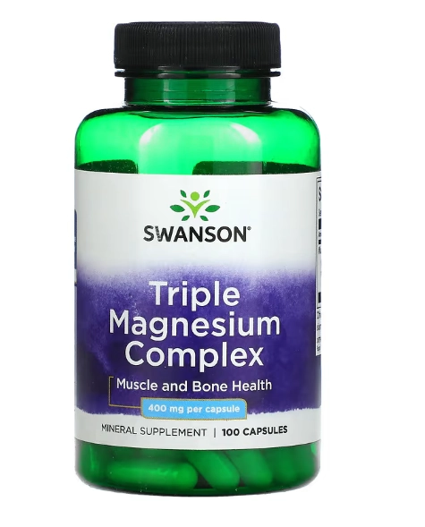 Triplo Magnésio, 400mg, 100 Cápsulas, Swanson