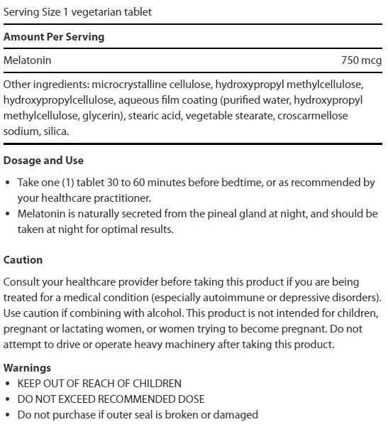 Melatonina, 750mcg, Time release (liberação lenta), 60 comprimidos, Life Extension