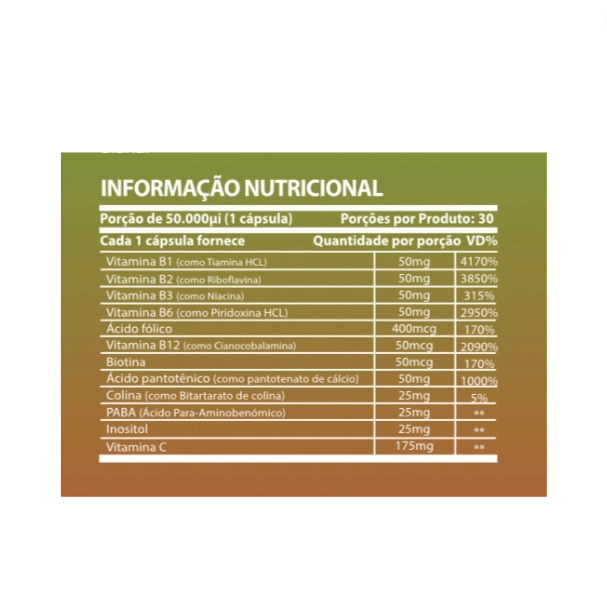 B50 Vitaminas do Complexo B, 500mg, 60 Cápsulas, Sunfood