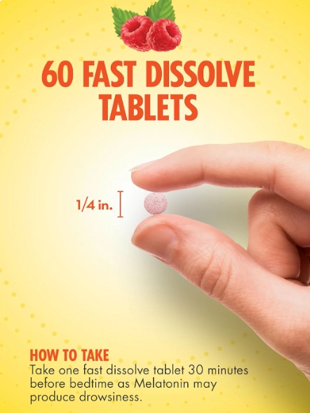Melatonina 5mg, 60 comprimidos Fast Dissolve, Sabor Natural de Frutas, Sundance
