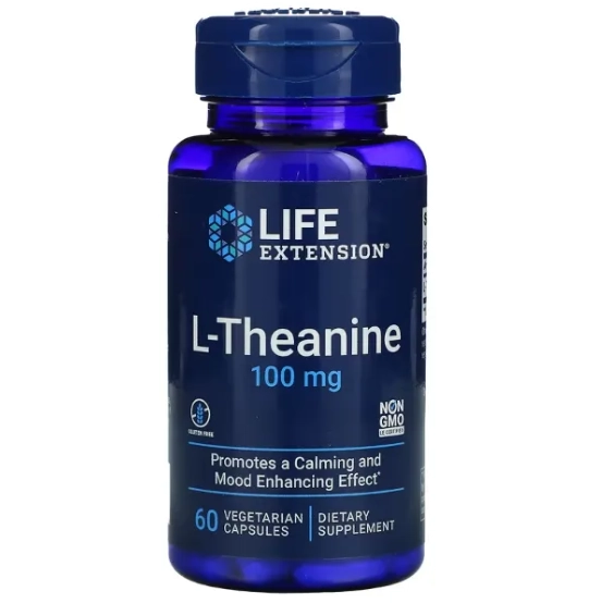 L-theanine, 100 mg, 60 Cápsulas, Life Extension