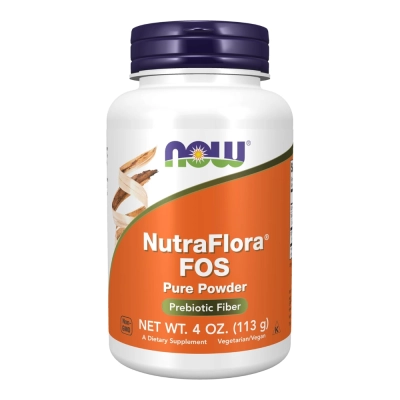 NutraFlora FOS, Prebiótico para Digestão, Flora Intestinal e Bem-Estar Diário, 113g, NOW