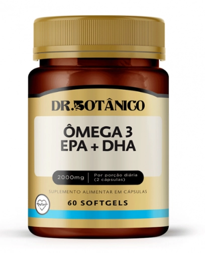 ômega-3 1500mg, EPA 250 + DHA 200,  60 cápsulas, Dr. Botanico