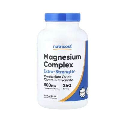 Magnésio Complex 500mg, Relaxamento, Qualidade do Sono e Equilíbrio Diário, 240 Cápsulas, Nutricost