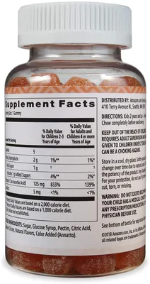 Vitamina C Kids, 125mg, 60 gomas, Solimo Amazon Elements