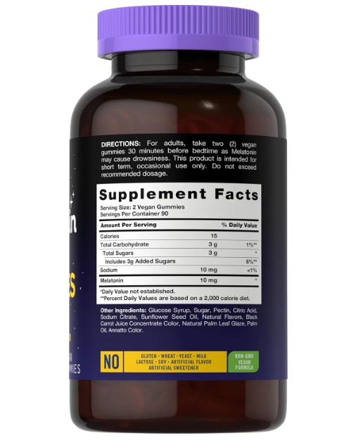 Melatonina 10mg, 180 Gomas Sabor Frutas Silvestres, Carlyle