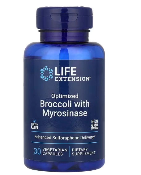 Optimized Broccoli And Myrosinase, Mistura Otimizada de Brócolis e Crucíferos, 30 Comprimidos, Life Extension