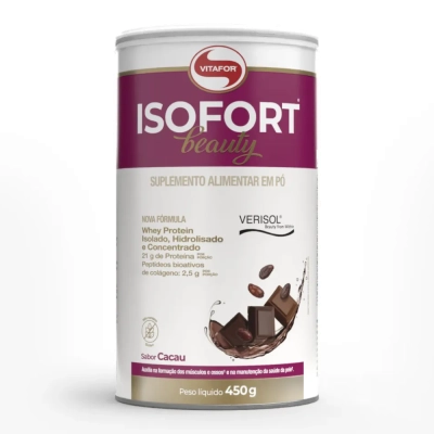 Isofort Beauty 450g, Whey Protein Isolado, Hidrolisado e Concentrado, Sabores, 21g de Proteína Por Porção, Vitafor