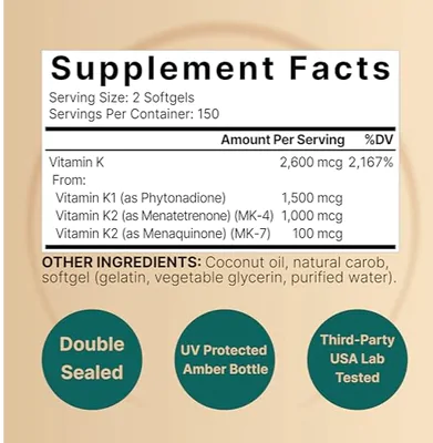 Vitamina K Complex, K1, K2 e MK-7, 300 Cápsulas, NatureBell