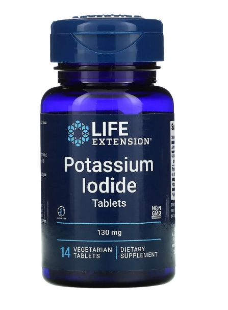 Iodeto de Potássio, 130mg, 14 Comprimidos, Life Extension