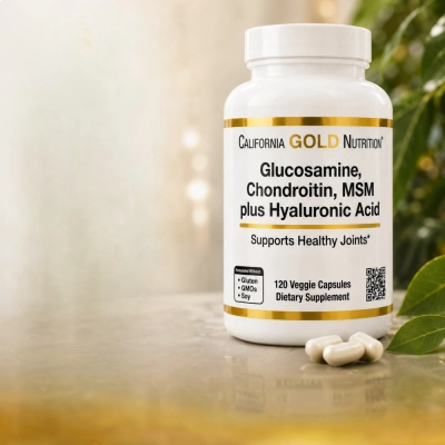 Glucosamina, Condroitina, MSM e Ácido Hialurônico, Suporte à Cartilagem e Líquido Sinovial, 120 Cápsulas, California Gold Nutrition 