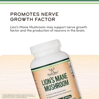 Lion's Mane Mushroom, 500Mg,120 Cápsulas, Double Wood 