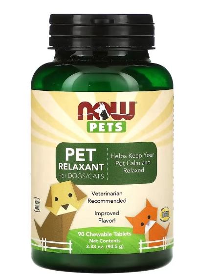 Relaxante para animais, Cães/Gatos, 90 Comprimidos Mastigáveis, Now Pets