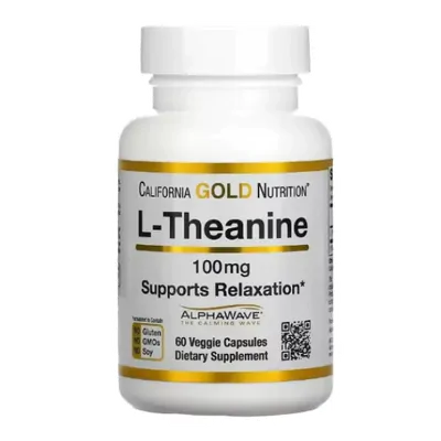 L-Theanine, Relaxamento e Focus, 100mg, 60 Cápsulas, California Gold Nutrition