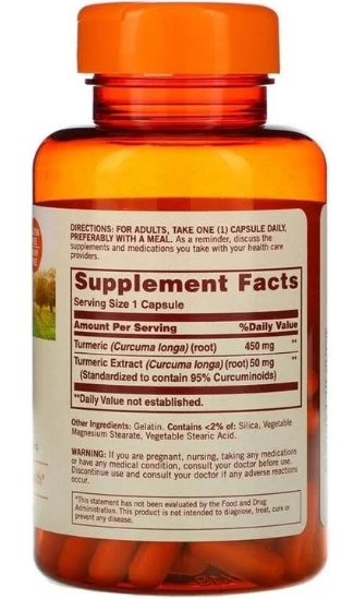 Turmeric, 500mg, 90 Cápsulas, Sundown