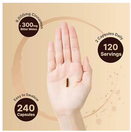 Ceylon Cinnamon, Canela do Ceilão 9000mg, 240 Cápsulas, NatureBell