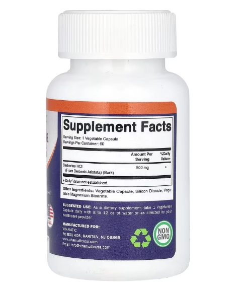 Berberina, 500mg, 60 Cápsulas, Vitamatic