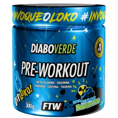 Pré Treino Diabo Verde, Pre-Workout Dip Loko, Sabores 300g, FTW