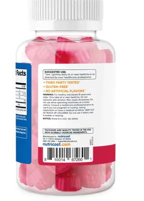 Melatonina 5mg, 180 Gomas Sabor Morango, Nutricost