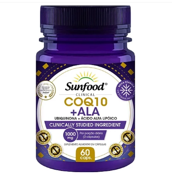 COQ 10 + Ácido Alfa Lipóico, 1000mg, 60 Cápsulas, Sunfood