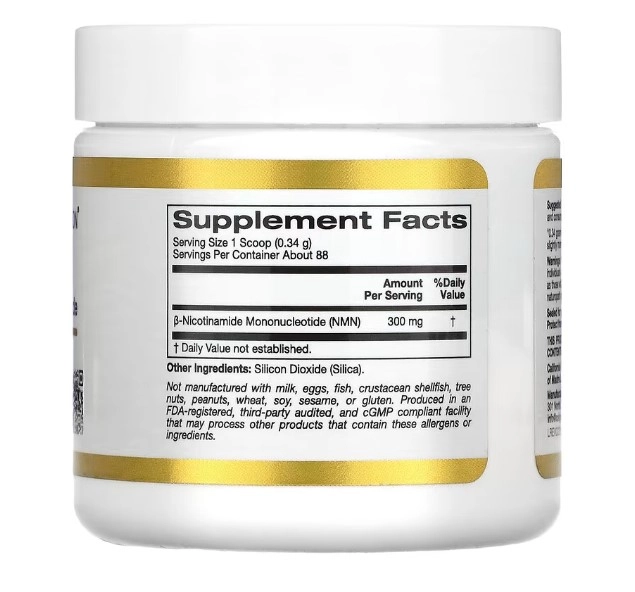 NMN em pó, 300mg, 30g, California Gold Nutrition