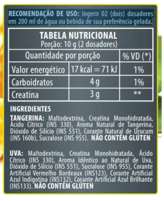 Creatina Monohidratada, 100% Pura, 300g, Sabor limão, Flora Nativa