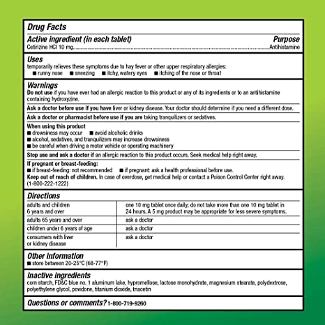 All Day Allergy, 10mg, dicloridrato de cetirizina, anti-histamínico, 90 comprimidos, Amazon