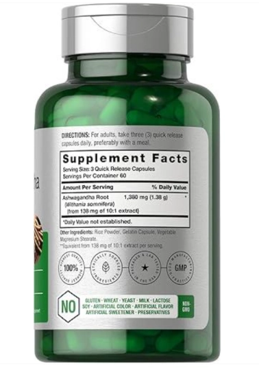 Ashwagandha Root Extract 1380mg, 180 Capsulas, Horbaach