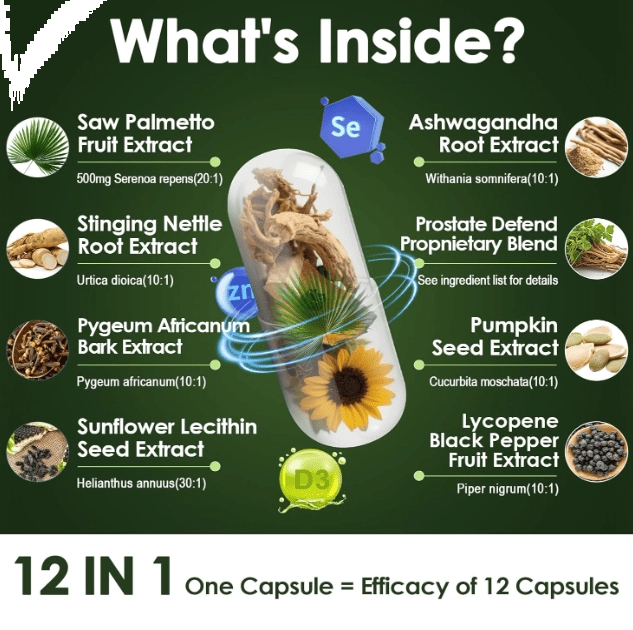 Saw Palmetto Com Ashwagandha, Stinging Nettle e Pumpkin Seed, 120 Capsulas, Totaria Health