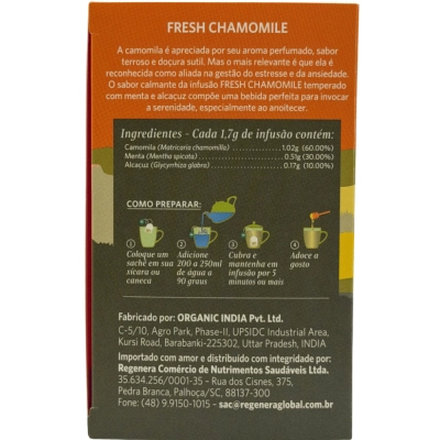Chá Fresh Camomile, 18 Sachês, Organic India