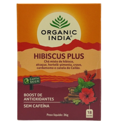 Chá Hibiscus Plus, 18  Sachês, Organic India