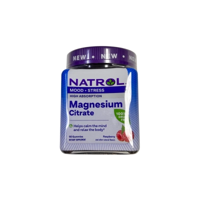 Citrato de Magnésio 330mg, Mood + Stress, 60 Gomas Sabor Framboesa, Natrol