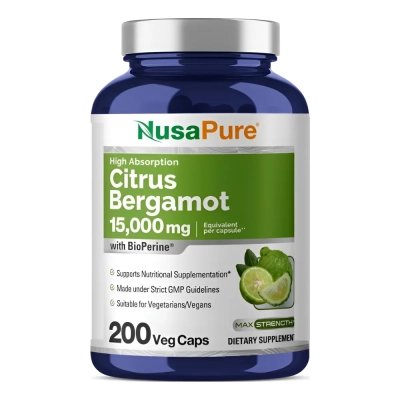 Citrus Bergamot 15,000mg, Bergamota cítrica, Antioxidante, 200 Cápsulas, NusaPure Citrus Bergamot 15,000mg, Bergamota cítrica, Antioxidante, 200 Cápsulas, NusaPure