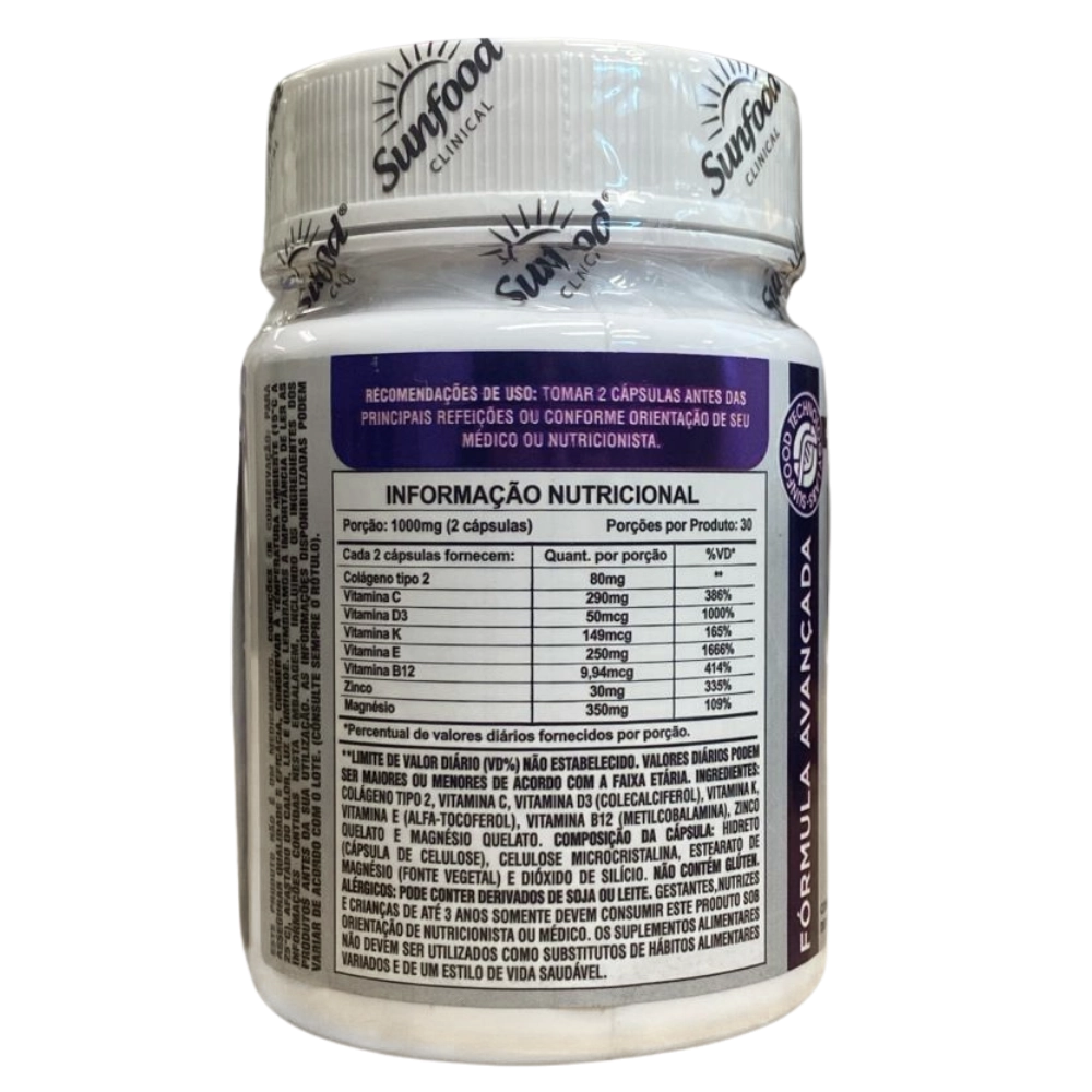 Colágeno Tipo 2, 1000mg, 60 Cápsulas, Sunfood