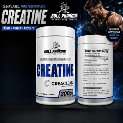 Creatina, 300g Sem Sabor, Bull Pharma