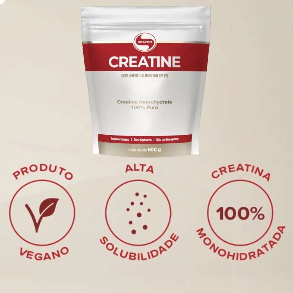 Creatina Creatine 100% Monohidratada Pura Pouch 600g - Vitafor 
