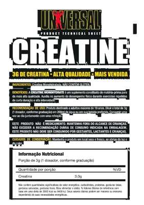 Creatina Monohidratada, Universal Nutrition