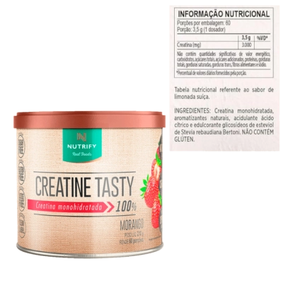 Creatina Tasty, Sabor Morango, 210g, Nutrify