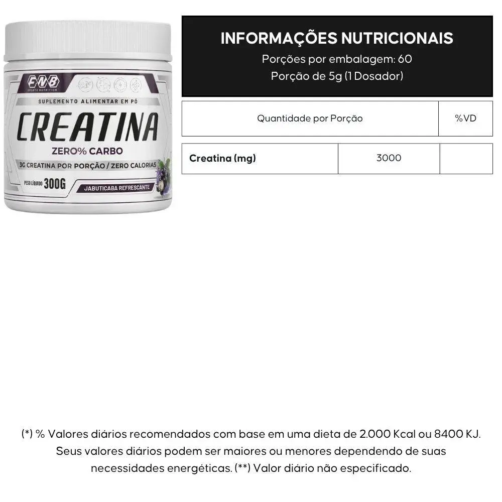 Creatina Zero Carbo, Sabores, 300g  - FNB Sports