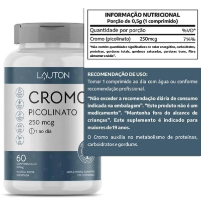 Cromo Picolinato 250Mcg 60 Comprimidos Lauton