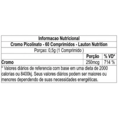 Cromo Picolinato 250Mcg 60 Comprimidos Lauton