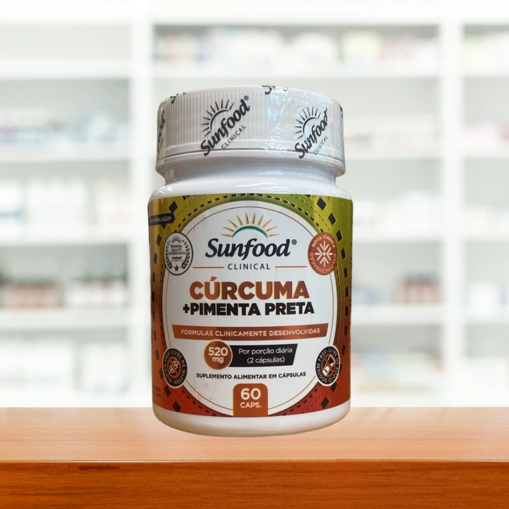 Cúrcuma + Pimenta Preta 520mg, 60 Cápsulas, Sunfood